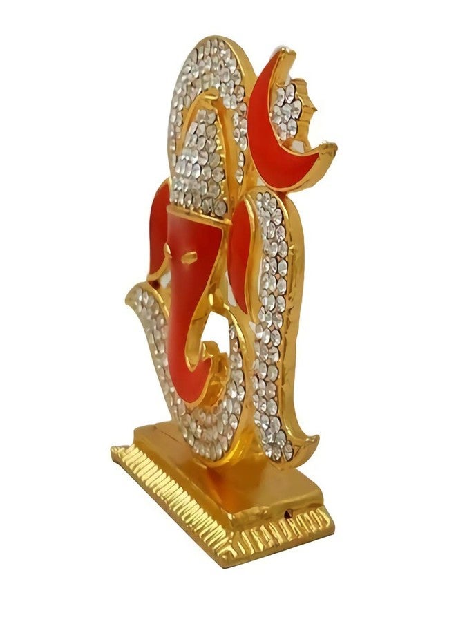 GCT OM Ganesh Idol OM Ganesha Statue Ganpati Vinayaka Murti (B-125) Orange Metal Statue for Home Décor Car Dashboard Mandir Pooja Murti Temple Puja Office Table Showpiece - Image 3